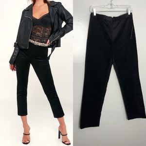 Lulus black velvet high waist back pocket pants L